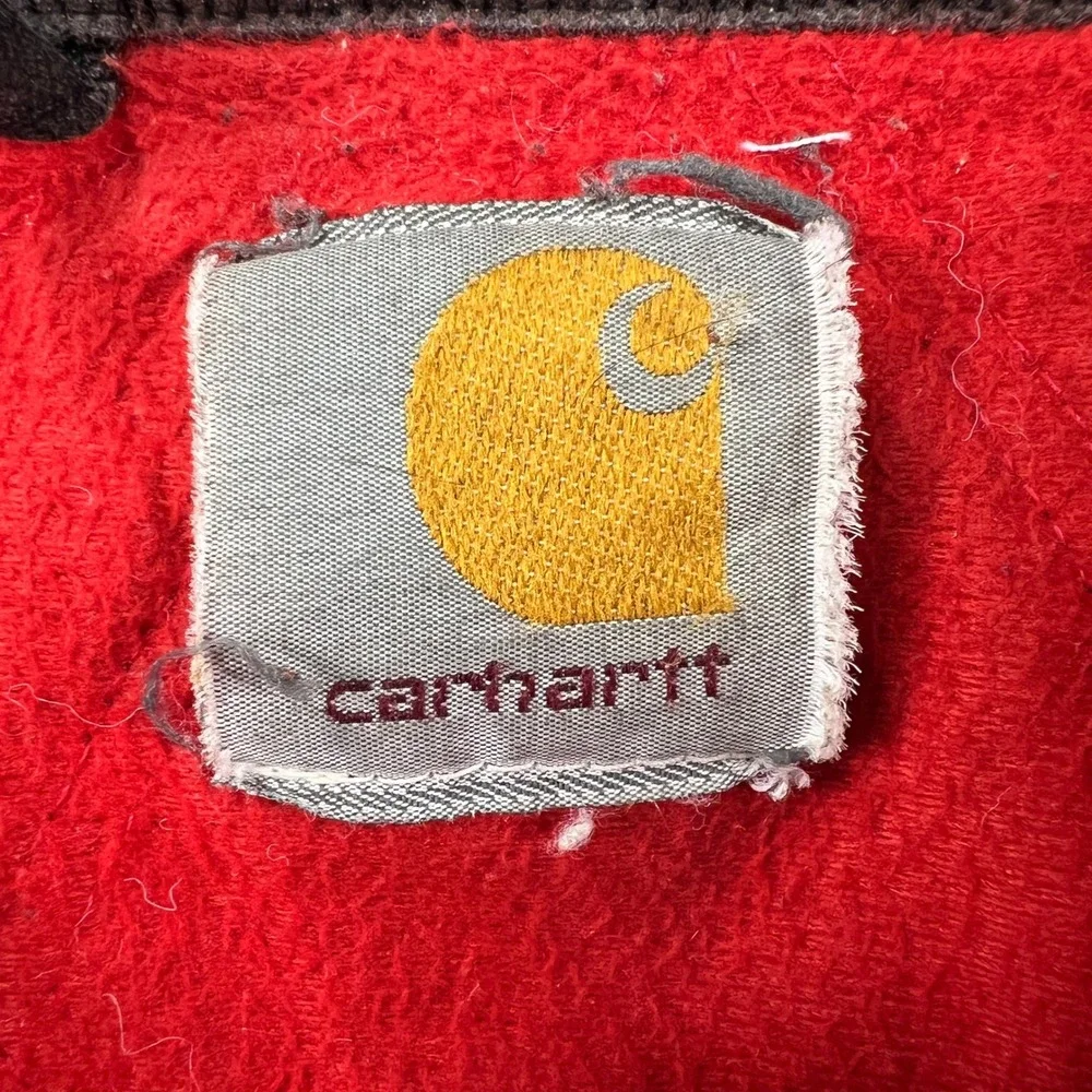 Vintage Carhartt Jacket Mens XL Black Santa Fe Red Quilted Liner USA 90s‎ JQ2105